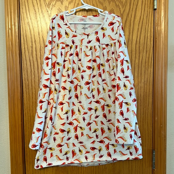 Lands End Kids Long Sleeve Bird Dress Sz 14 - Picture 1 of 4